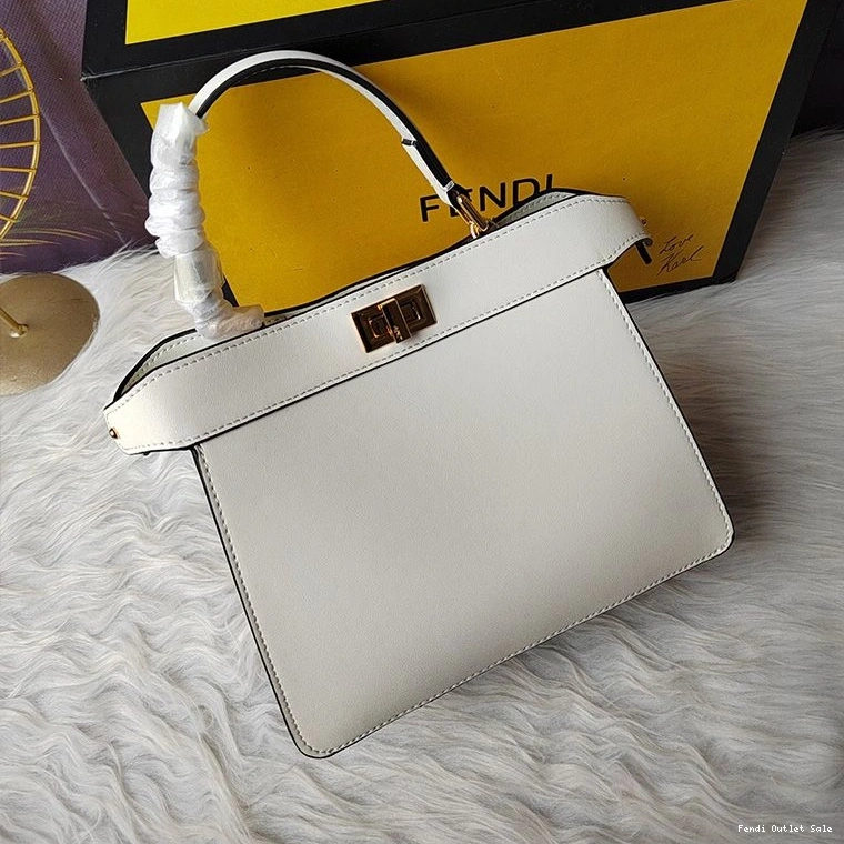 Cheap Fendi Nappa White Bag Petite In Leather ISeeU Peekaboo 0821